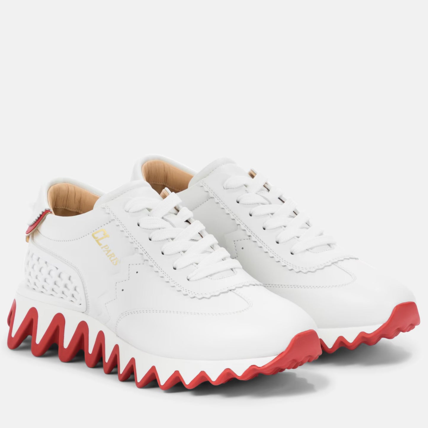 CL WHITE RED BOTTOM SHARK SNEAKERS