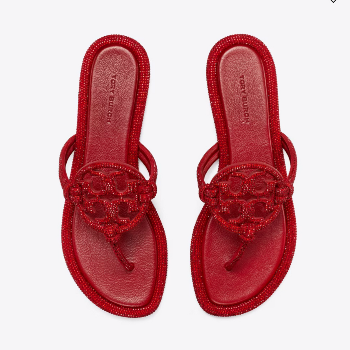 TB RED RHINESTONE FLIP FLOPS