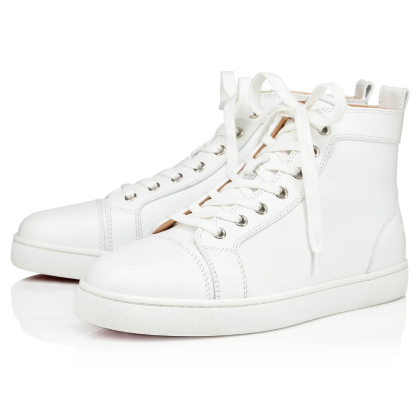 CL WHITE RED BOTTOM HIGH TOP SNEAKERS