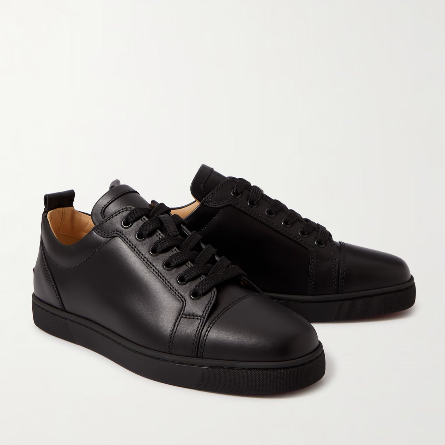 CL RED BOTTOM BLACK LEATHER SNEAKERS
