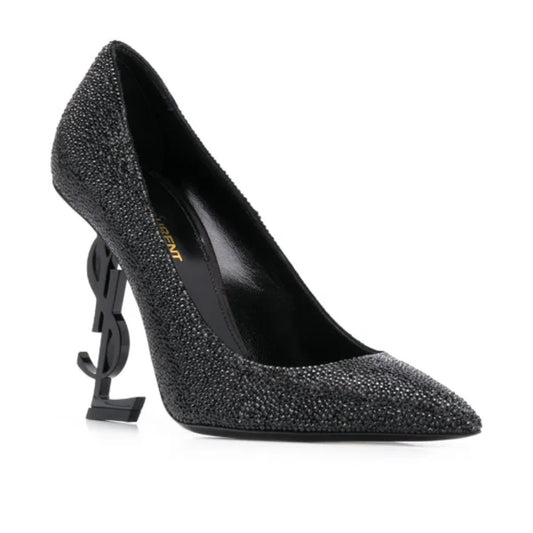 SSaint Laurent black glitter heels