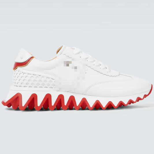 CL WHITE RED BOTTOM SHARK SNEAKERS