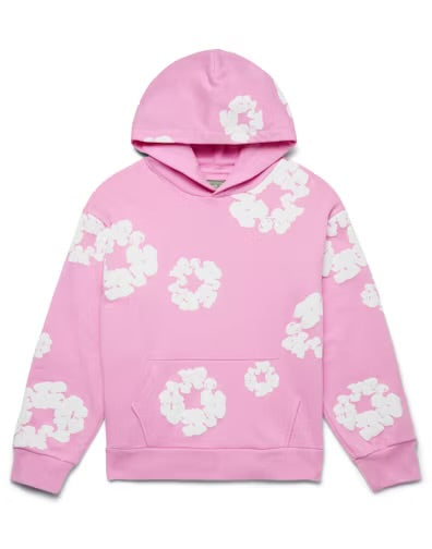 DENlM HOODIE PINK & WHITE MONOCHROME