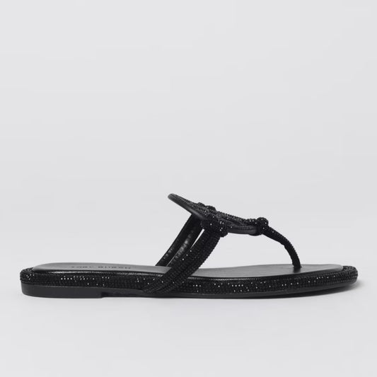 TB BLACK RHINESTONE FLIP FLOPS