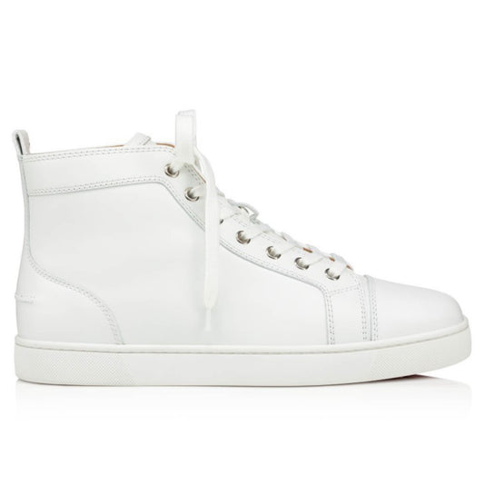CL WHITE RED BOTTOM HIGH TOP SNEAKERS