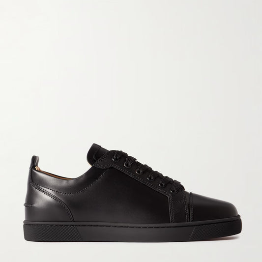 CL RED BOTTOM BLACK LEATHER SNEAKERS