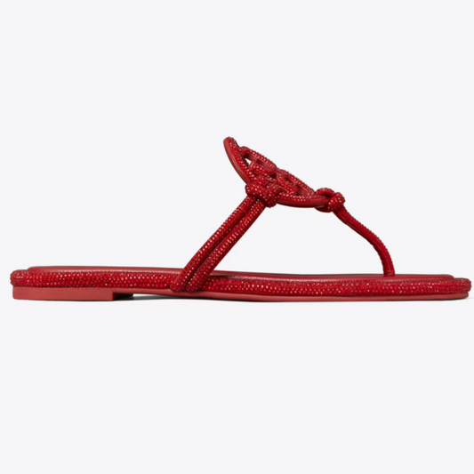 TB RED RHINESTONE FLIP FLOPS
