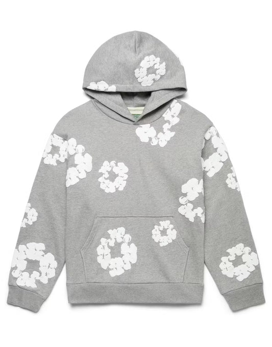 DENlM HOODIE GREY & WHITE